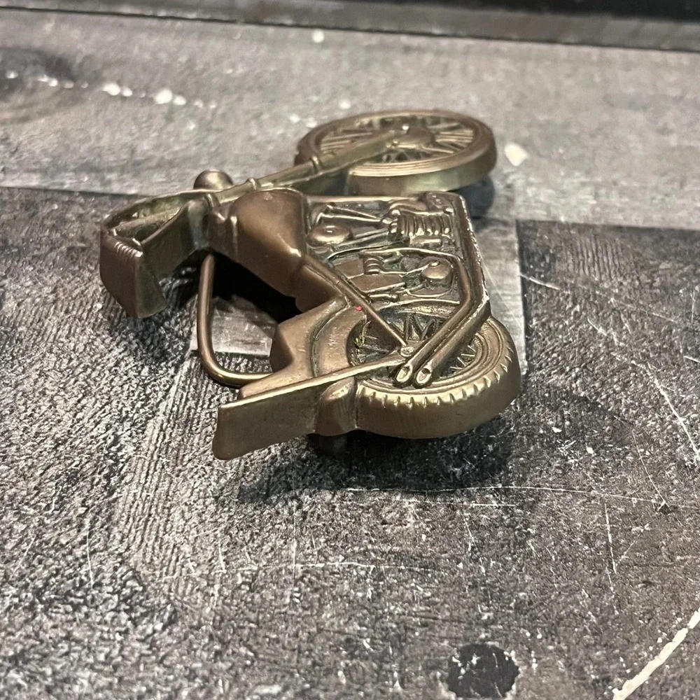 Vintage 1979 Baron Buckle Solid Brass Motorcycle Chopper Biker Belt Buckle 6132
